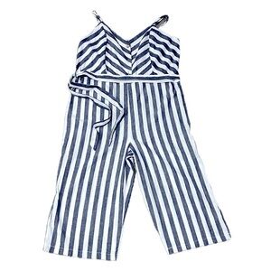 👗🌊 PLANET GOLD Striped Cropped Preppy Jumpsuit | Navy‎ White NWT 2X